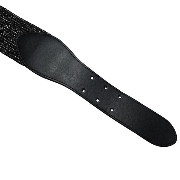 Ralph Lauren Black Statement Belt Leather Buckle Womens XS Stretch NEW 2.5\